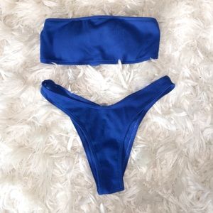 BLUE BIKINI BANDEAU SET